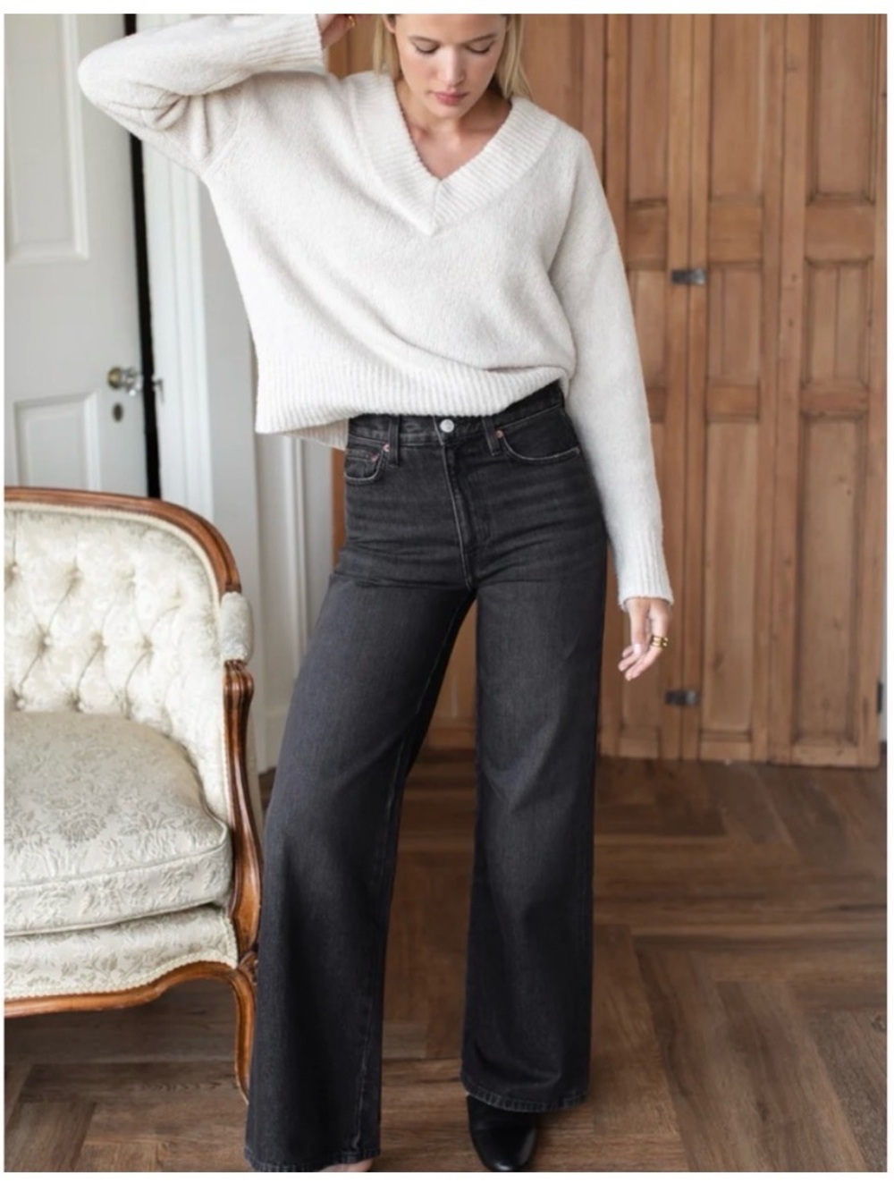 Emerson Fry High-Rise Wide-Leg Jeans in Washed Black